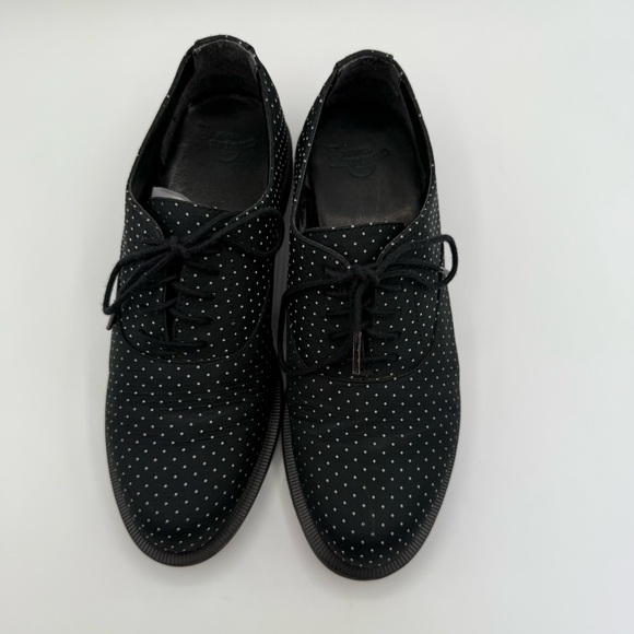 VTG Dr. Martens Polka Dot Oxford Shoes – Black Canvas Lace-Up Classic Punk Style - Picture 12 of 15